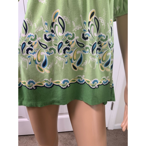 Faded Glory Womens Green Floral Top Sz Sm Short Sleeve Smocked Babydoll Peasant - Picture 4 of 13